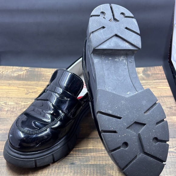 Black Patent Chunky Loafers - Picture 6 of 7